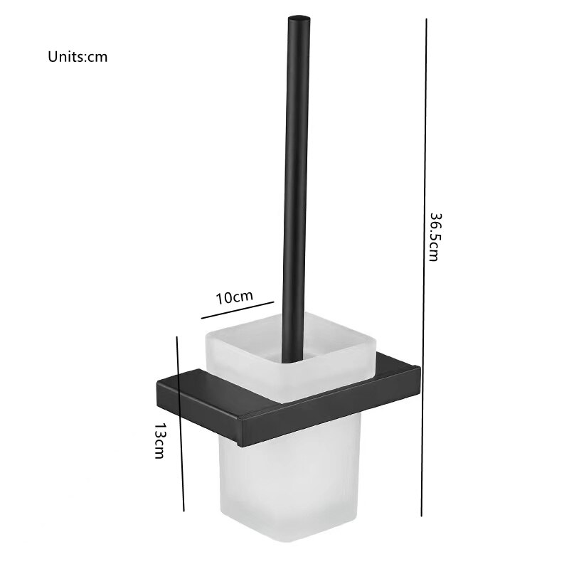 Wzly firkantet badeværelse toiletbørste med holder glas kop vægbeslag moderne stil toiletbørste sort badeværelse tilbehør