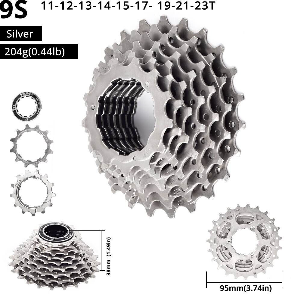 SWTXO Silver 9 Speed Cassette Freewheel For SHIMAN0 Mountain Bicycle Flywheel 9S 11-36T 23T 25T 28T 30T Cycling Accessories: 23T Silver