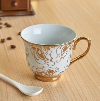 Lage prijs Golden plated Europese Stijl cups VERGULDEN Coaster Demitasse thee cup Keramische Kopje Koffie en schotel Porselein: 1 Cup 1 Spoon