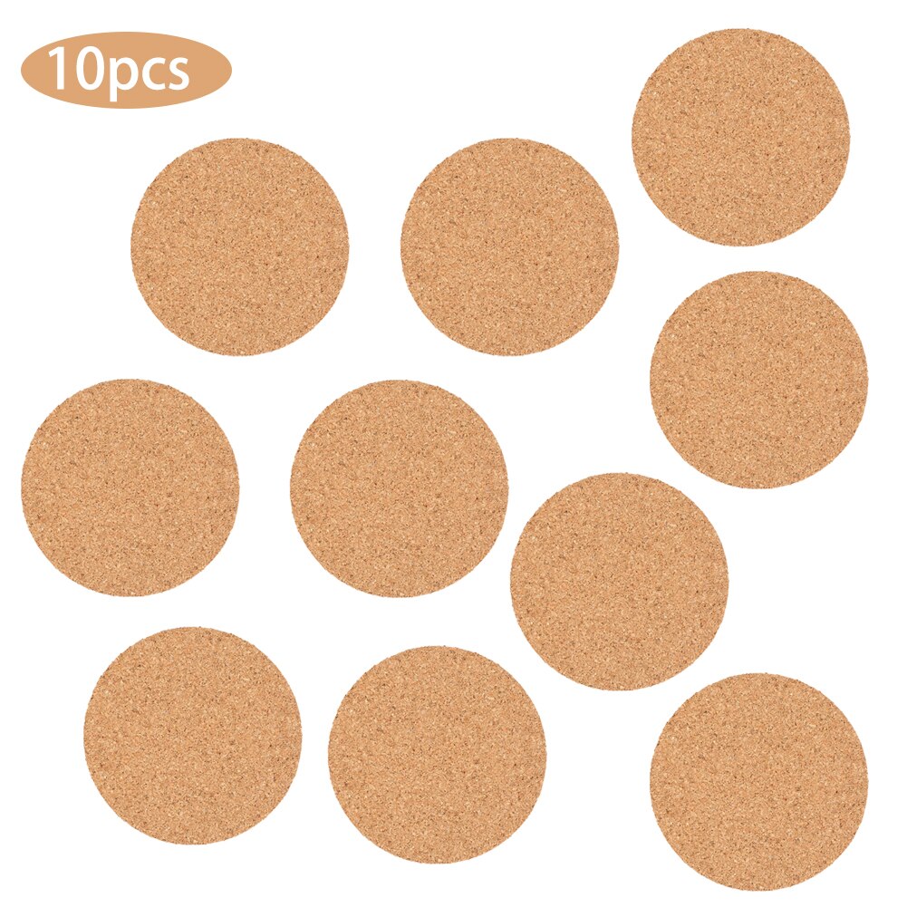 10PCS Coaster Cork Tea Cup Mats Wooden Round Insulated Tea Coaster Reusable Absorbent Round Tea Coaster For Cup Drinking