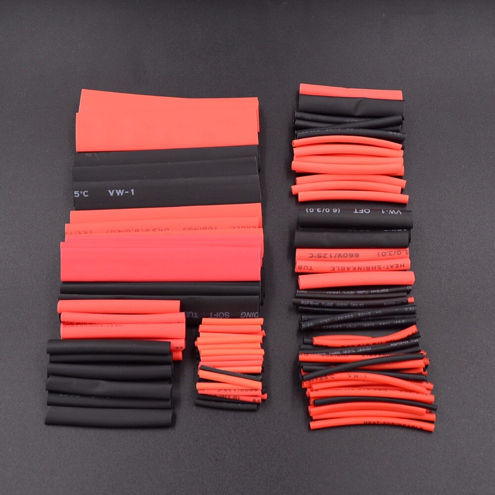 Assortiment de tubes thermorétractables, noir et rouge, 150 pièces, gaine thermorétractable pour câbles de voiture