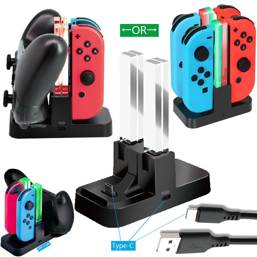 Controller oplader til nintendo switch ladestation dock stand station til switch joy-con og pro controller med ladeindikator: Default Title