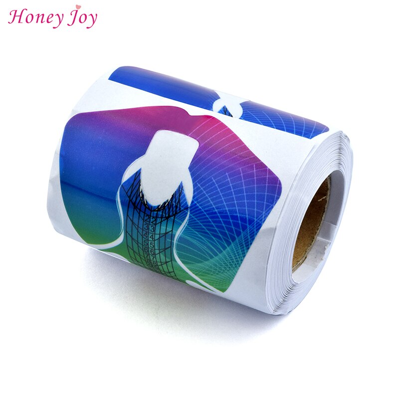 50/100/300/500Pcs Nail Art Forms Regenboog Plastic Nail Forms Extension Guide Zelfklevende tips Voor Acryl Uv Gel Nail Art