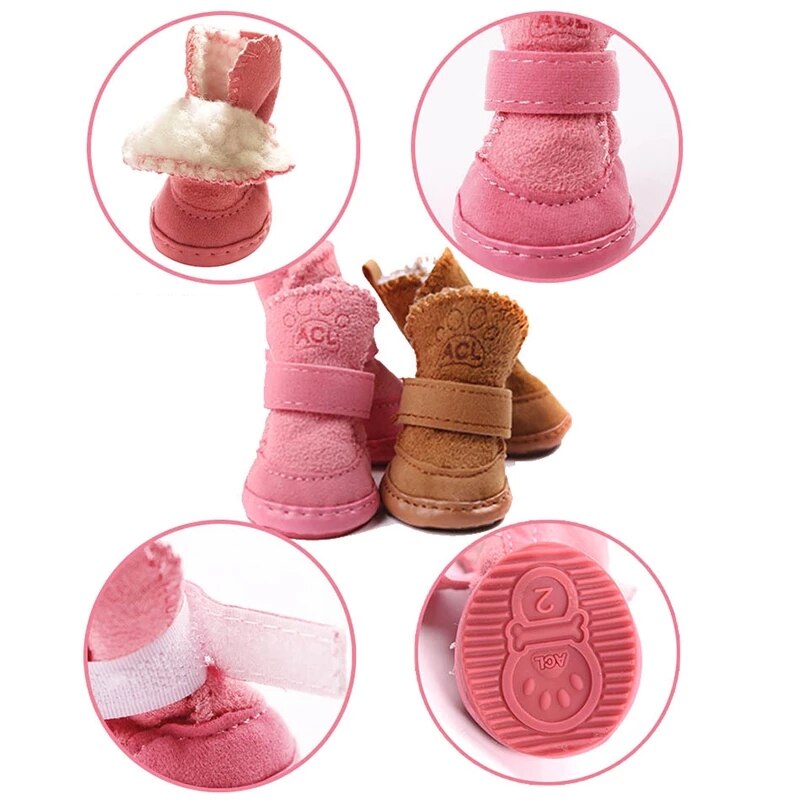 Winter Warme Schuhe für Hunde Welpen Chihuahua Anti-Unterhose Stiefel Schnee Fuß Plüsch Hund Schuhe Haustier Liefert