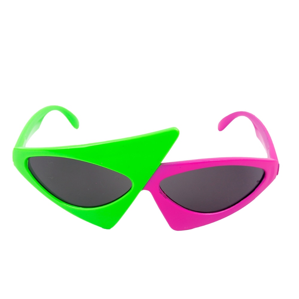 Roy Purdy Style Party Mask Birthday Party Hip-Hop Asymmetric Triangular Sunglasses Novelty Green Pink Contrast Color Glasses