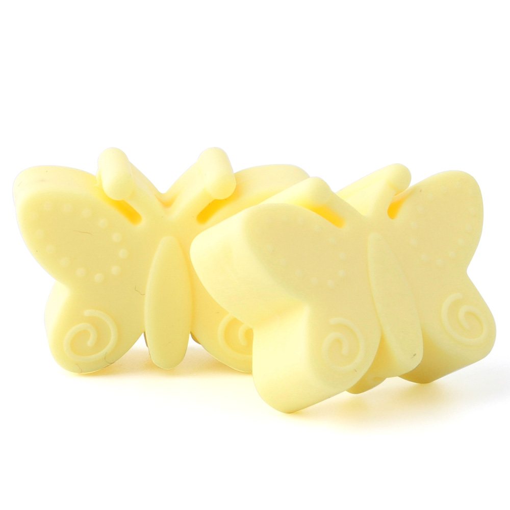 Keep&grow 10Pcs Silicone Beads Butterfly Teething Beads For Jewelry DIY Making Bead BPA Free Silicone Baby Teething Necklace Toy: Yellow