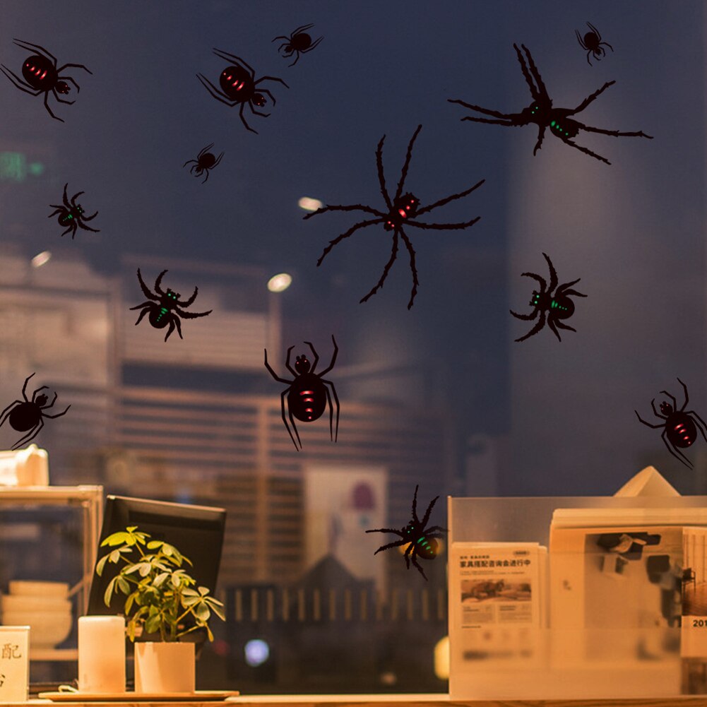 Halloween Bat Spider Removable Window Sticker Wall Decal Home Theme Party Decor Sticker Bat, spider, spiderweb shape Halloween