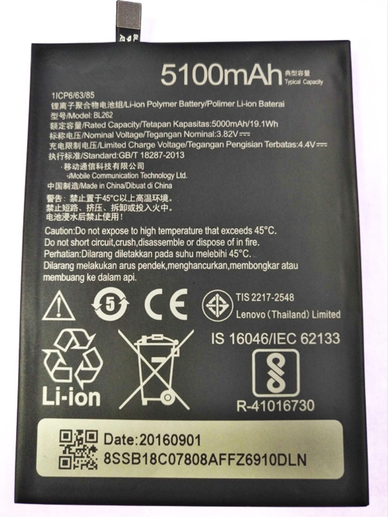 BL262 Batterij Voor Lenovo Vibe P2 P2C72 P2A42 Batterij 5000 mAh