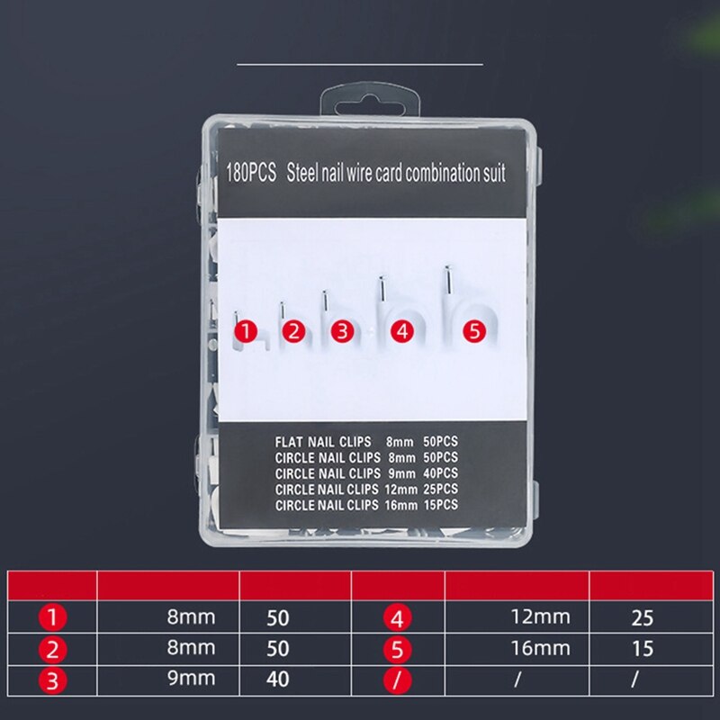 180-Piece Combination Set Square Cable Clamp Round Cable Clamp with Steel Nails