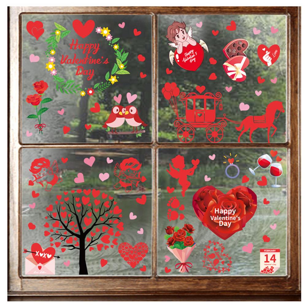 8 Sheets Valentine's Day Window Decals Clings Decorations Romantic Gnomes Heart Window Stickers for Valentines Day Decorations