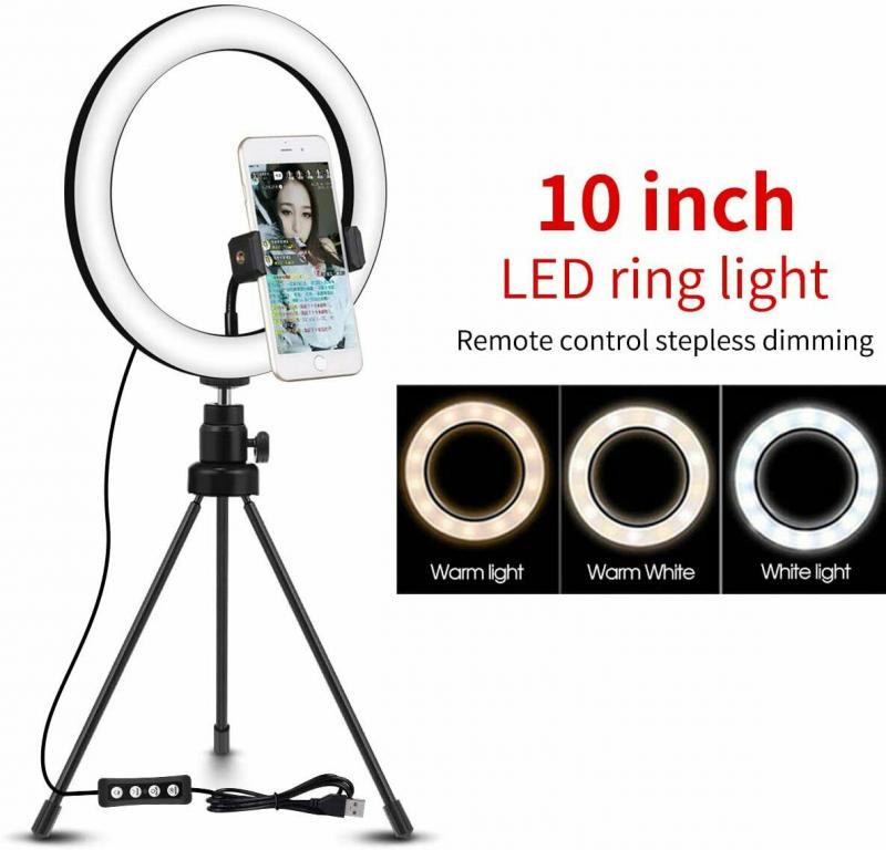 Anel de luz com suporte para câmera, 26cm, anel de luz para selfie, para iphone, tripé e suporte para celular para yyokbe material maquiagem ao vivo