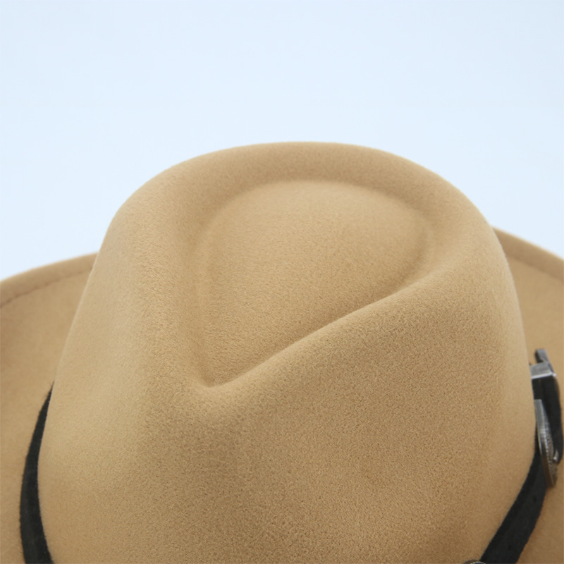 Sombrero de vaquero para hombre y mujer, sombrero de Cowboy para chica, sombrero de Cowboy occidental sólido Camel, banda ancha, accesorios,
