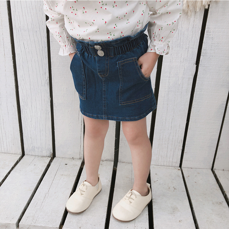 Barn kjol tjejer jeans halv bebis halvlång kort tjej kjol sommar barn bebis tjej kjol