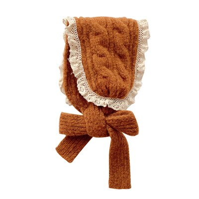 Piger strikket pandebånd tørklæde koreansk stil blonder sød efterår vinter all-match 120*13 cm ren farve barn varmt tørklæde: Orange