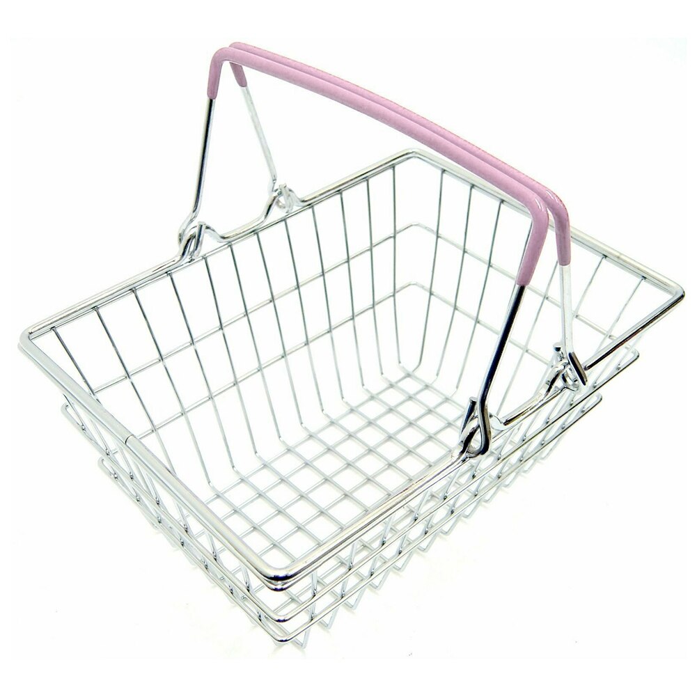 freundlicher Miniatur Metall Supermarkt Warenkorb vorgeben Rolle Spielen Spielzeug Schreibtisch Dekoration Lagerung Spielzeug