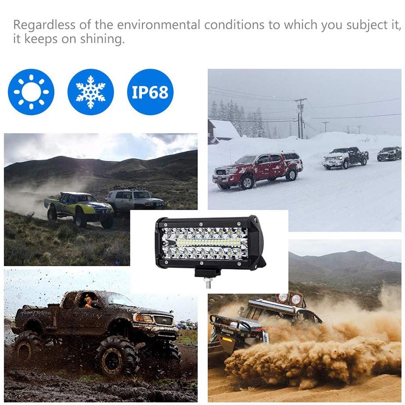 Nlpearl 2x7 "12" 120W 240W LED Bar Licht Bar voor Rijden Offroad Boot Auto tractor Truck ATV Spot Flood Combo LED Verlichting Bar