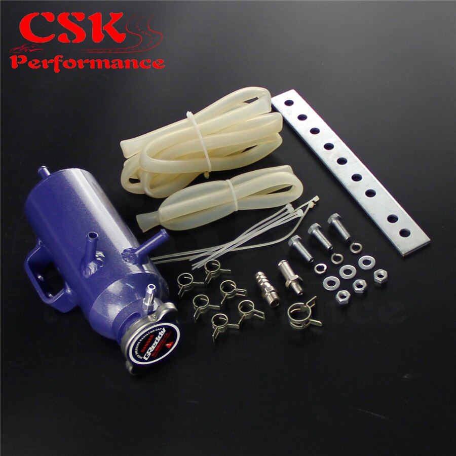 Aluminum Oil Catch Can Reservoir Tank with Breather Filter baffled Blue