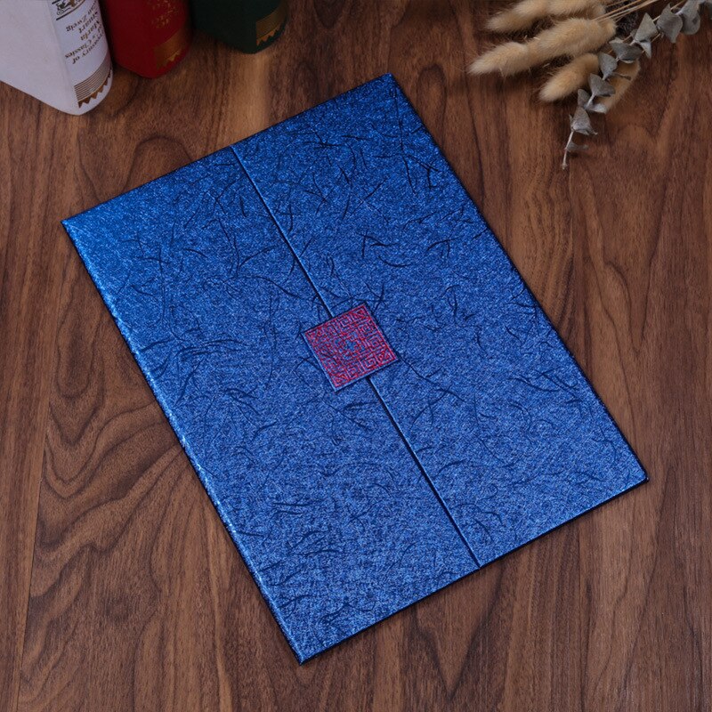 1PCS Silk Pattern Certificate of Honor Book Shell A4 European-style Certificate of Honor Cover Shell Folder: blue