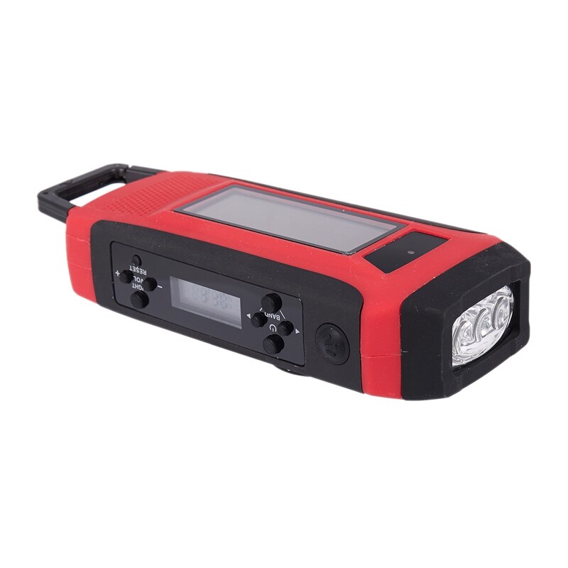 Lampe de poche à manivelle solaire d'urgence torche électrique Dynamo lumineux 3 lampe d'éclairage LED AM/FM NOAA Radio solaire