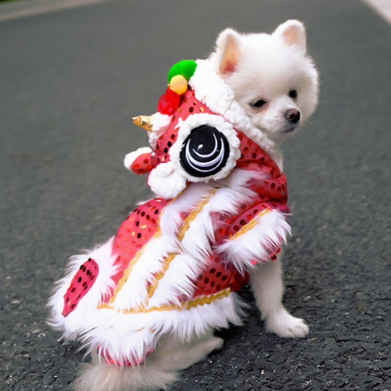 Hond Kleding Jaar Chinese Leeuwendans Kostuum Jas Voor Teddy Kostuum Kleine Hond Lente Festival Tang Pak Kleding