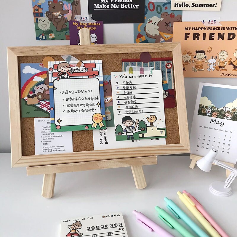 Kawaii Zachte Houten Brief Message Board Decoratieve Postkaart Foto Muur Kurk Boord Memo Papier Achtergrond Board Briefpapier
