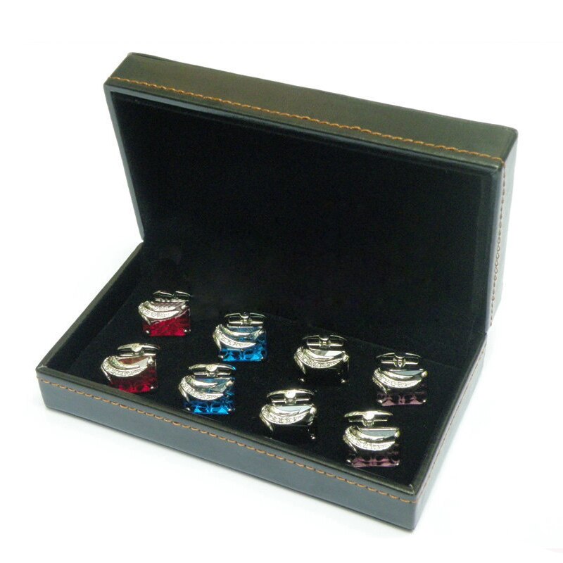 Manchetknopen Doos Mannen Unisex Sieraden Doos (Exclusief Manchetknopen) (Kan Fit Vier Paar Manchetknopen) hoogwaardige Pu Lederen Box