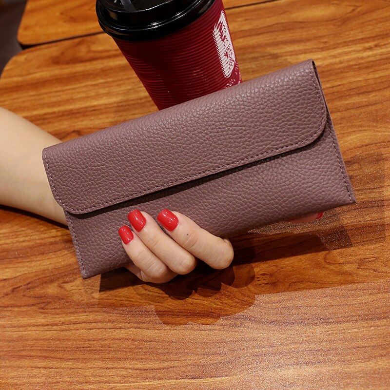 Billeteras lisas para mujer, carteras sencillas con cremallera, en negro y rojo, cartera de mano pequeña, de cuero sintético suave, barata,: plum