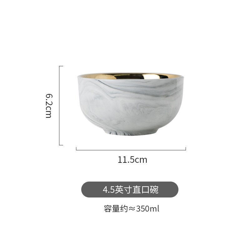 Service de table assiette en céramique, bol , assiette domestique moderne européenne et occidentale, ensemble de bols alimentaires: Argent
