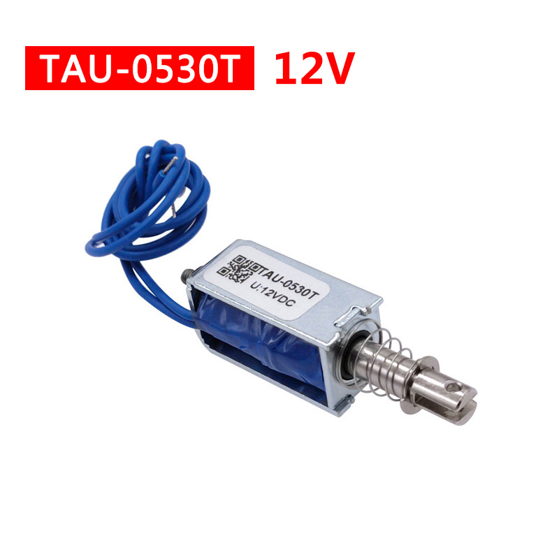Magnetisk solenoid  dc 6v 12v 24v tryk-og-træk åben ramme elektromagnet tau -0530 tau -0530t holdekraft 700g: Rød
