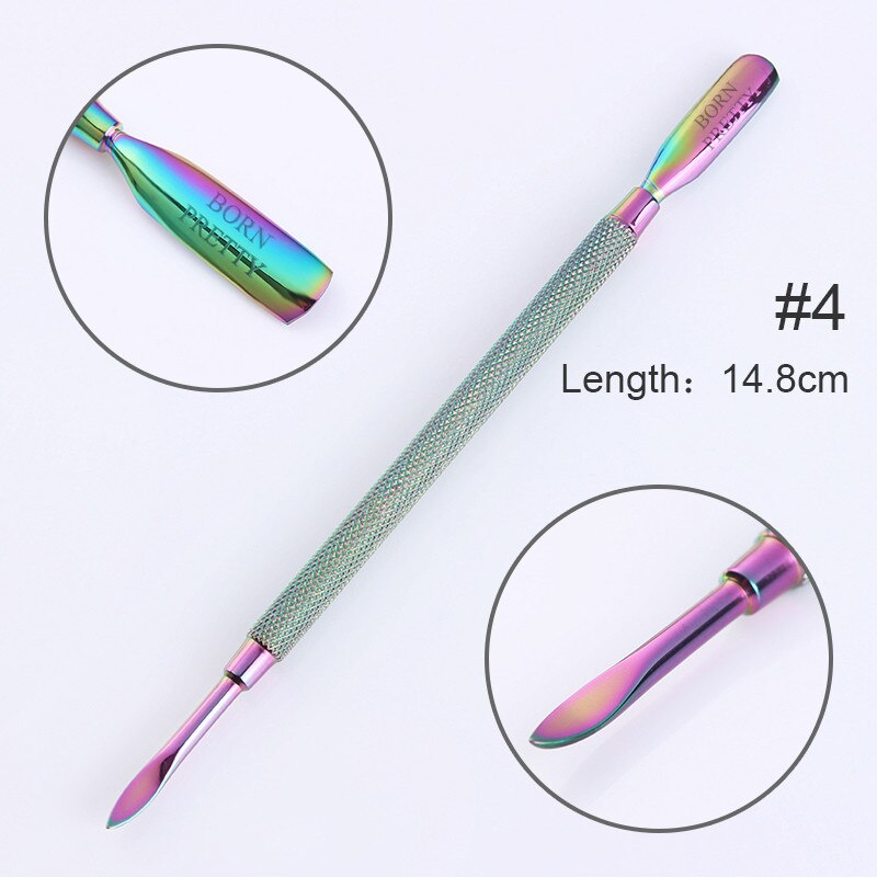 Geboren Pretty Nail Art Cuticle Pusher Regenboog Nail Cutter Tweezer Nipper Clipper Dode Huid Remover Tweezer Nail Art Tool: Pusher 4