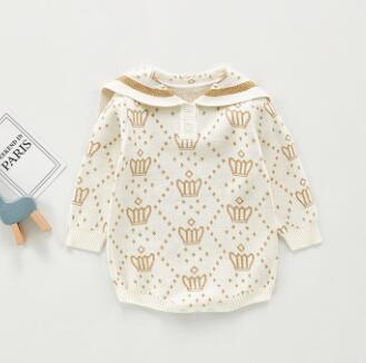 Milancel matrozenkraag gebreide babyrompertjes katoenen babykleding voor meisjes en jongens voor pasgeborenen: Beige / 3-6m