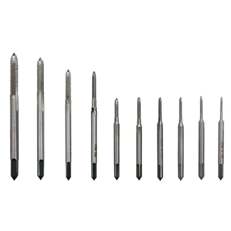 10 unids/set herramientas de mano machuelo alambre roscado/grifos/ataque M1 M1.2 M1.4 M1.6 M1.7 M1.8 M2 M 2,5 M 3 M3.5