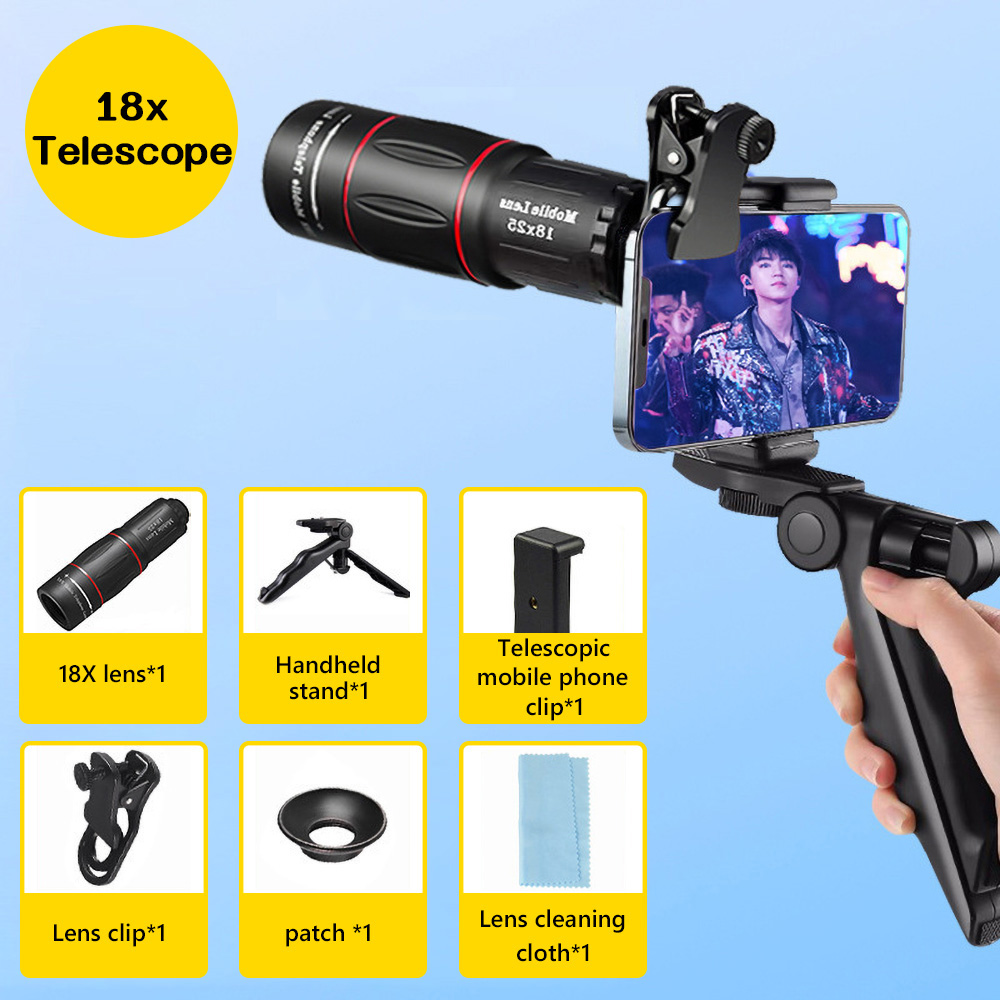 Téléobjectif à baril unique 18/28 fois, caméra externe, adapté aux téléphones mobiles, télescopes, prise de vue de Concert, 1 pièce