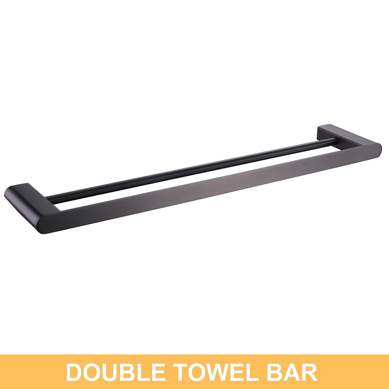 Bathroom Accessories 304 Stainless Steel Towel Rack Shelf Metal Gray Color Toilet Paper Holder Robe Hooks Cloth Hanger: Double Towel Bar