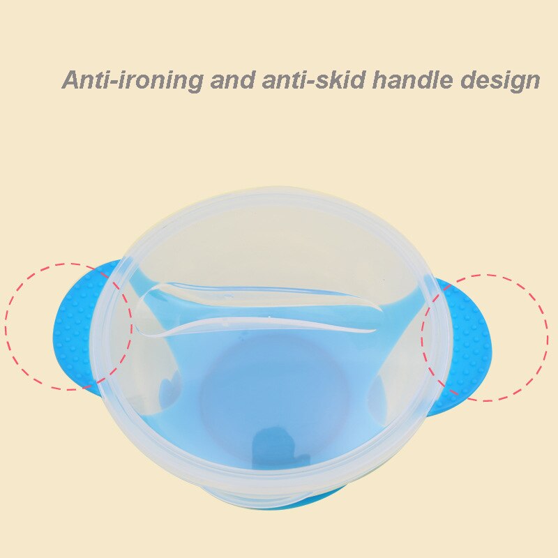 3 stks/set Baby Speelgoed Servies Servies Zuig Kom met Temperatuur Sensing Lepel Baby Food Grade Voerbak Bijtring Speelgoed