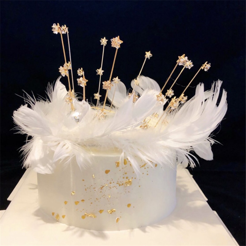 Grattis på födelsedagen tårta topper bakning tårta dekoration kronfjäder stjärnklar gudinna dessert bord tårta dekoration