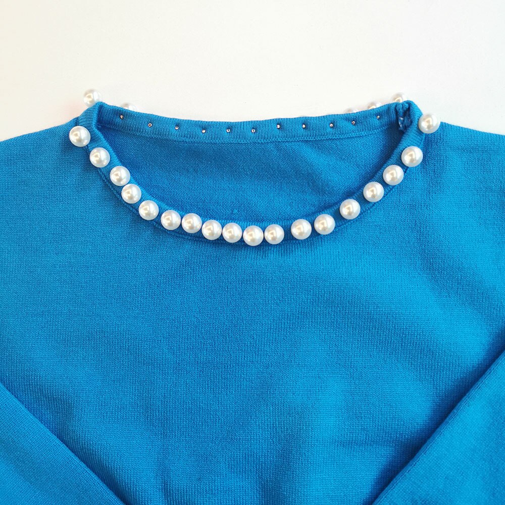 Damestrui o-hals dames breiwerk dames parels dames tops herfststijl dames herfsttrui top