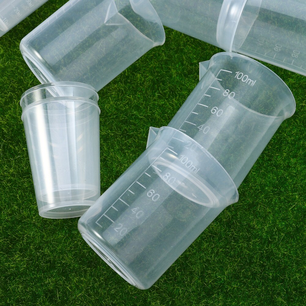 10pcs 100 50ml Measuring Cups Mask Measuring Cup Set Polypropylene Beake Beaker PP Graduated Glass Plastics Laboratory Ware W