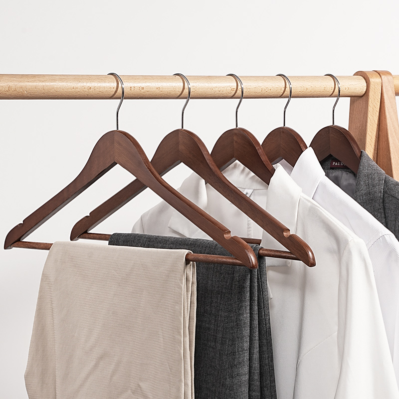 Madeira maciça cabides para uso doméstico, cabides para camisas e outerwear, 10 peças