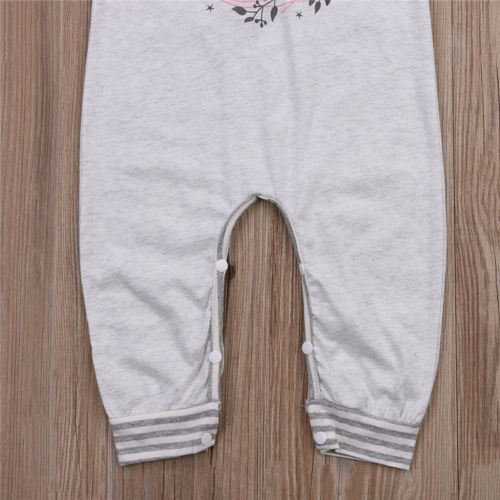 emily Letter Gray Striped Gray Casual Baby Boys Girls Kids Cotton Romper Jumpsuit Clothes Outfits
