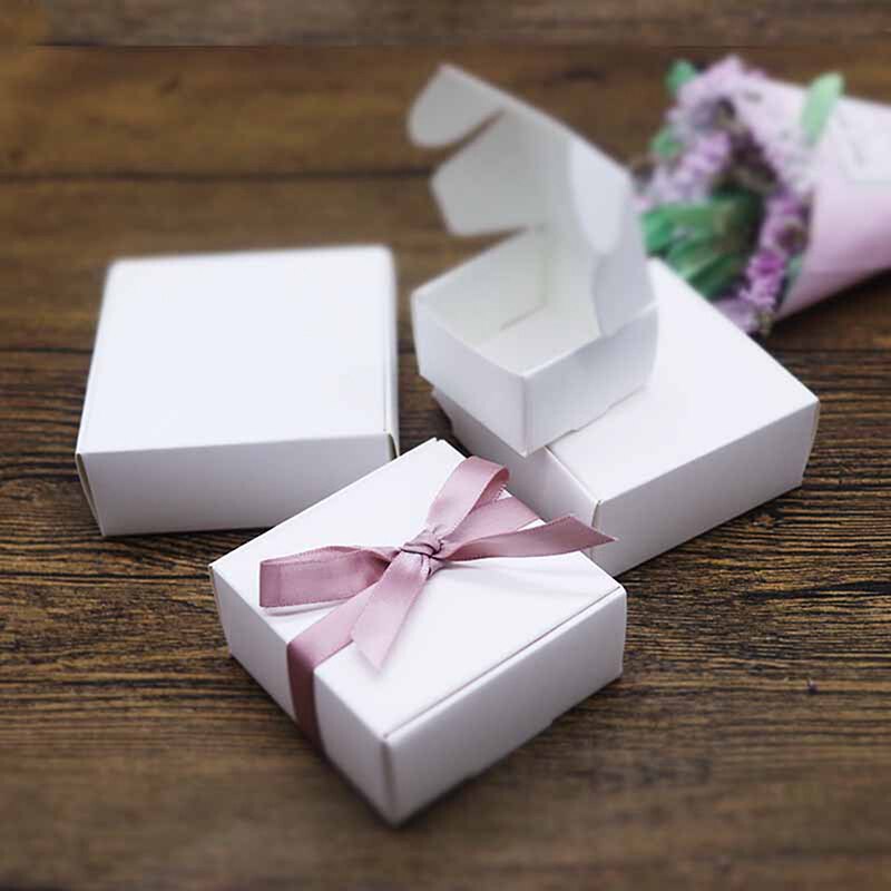 5PCS Small Kraft Paper Box,brown Cardboard Handmade Soap Box,white Craft Paper Box,black Packaging Jewelry Box 5Sizes