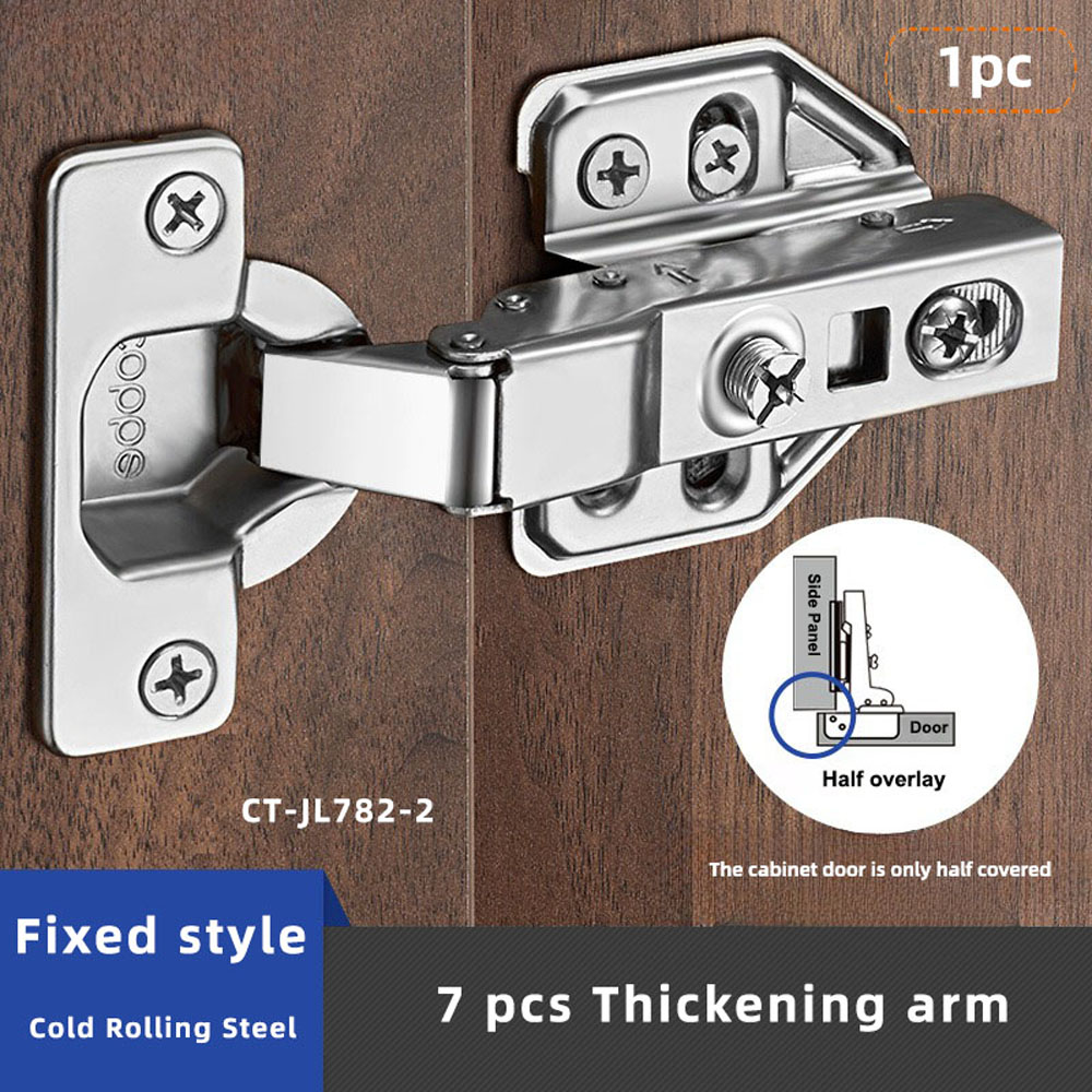 Bisagra de armario para muebles, puerta de acero en rollo frío, bisagras hidráulicas, amortiguador, Cierre Suave para herrajes para muebles de cocina, 1 ud.: Plata