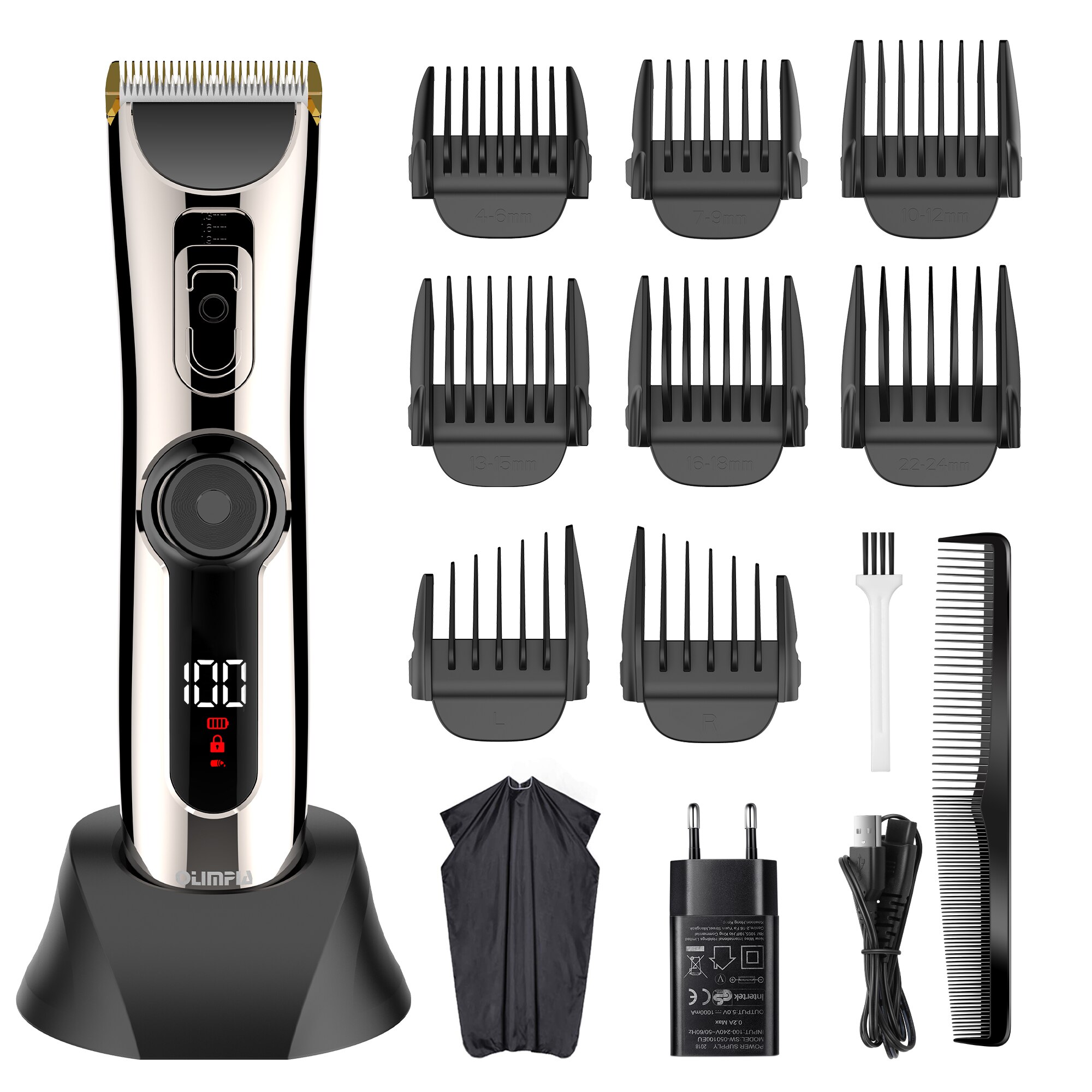 Solimpia Hair Clippers Men  Washable Electric Clipper Adult Hair Machine Grooming Kit With Hairdressing Cape