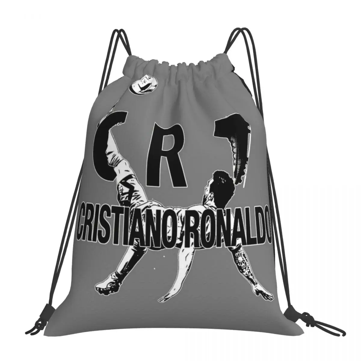 CR7 Cristiano Ronaldo sacs à dos sacs à cordon portables cordon paquet poche articles divers sac BookBag pour homme femme étudiants: Gris foncé