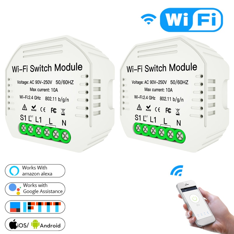 Wifi Smart Licht Schalter Diy Breaker Automation Modul Smart Leben/Tuya APP 1/2 Weg 90-250V WiFi schalter Modul Fernbedienung
