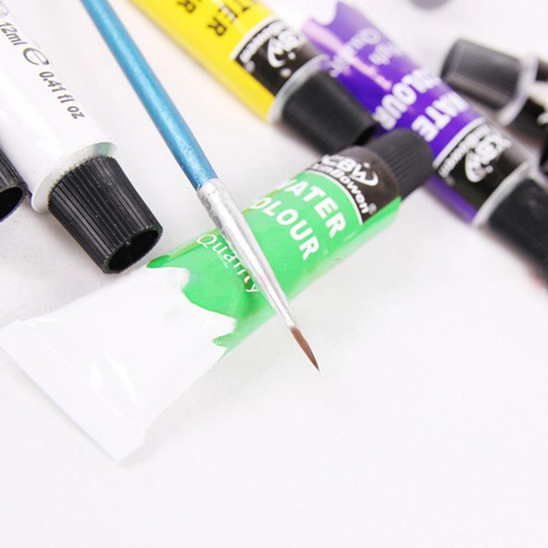 12 kleuren/Set Professionele Olieverf Kleuren Schilderen Water Kleur Olie Verf Tekening Pigmenten Art Supplies met 1 Borstel