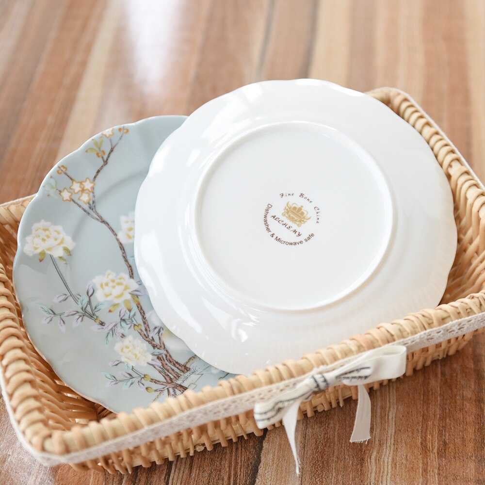 Boutique europees handbeschilderd servies van botporselein, schaal, afternoon tea, dessert, ontbijtbord, westerse gerechten, steakbord, dienblad