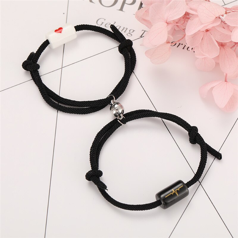 2 Teile/satz Paar Armbinde Magnet Ball Passenden Armbänder Liebhaber Mond Sterne Magnetische Armbinde Freundschaft Armbänder Valentinstag: TD5391503