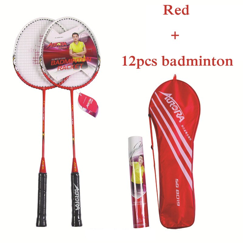 AURORA 2pcs/Set 3U Badminton Racket Adult Children Competition Training Racket for Outdoor Training Sports Beginner Enthusiasts: Red Set