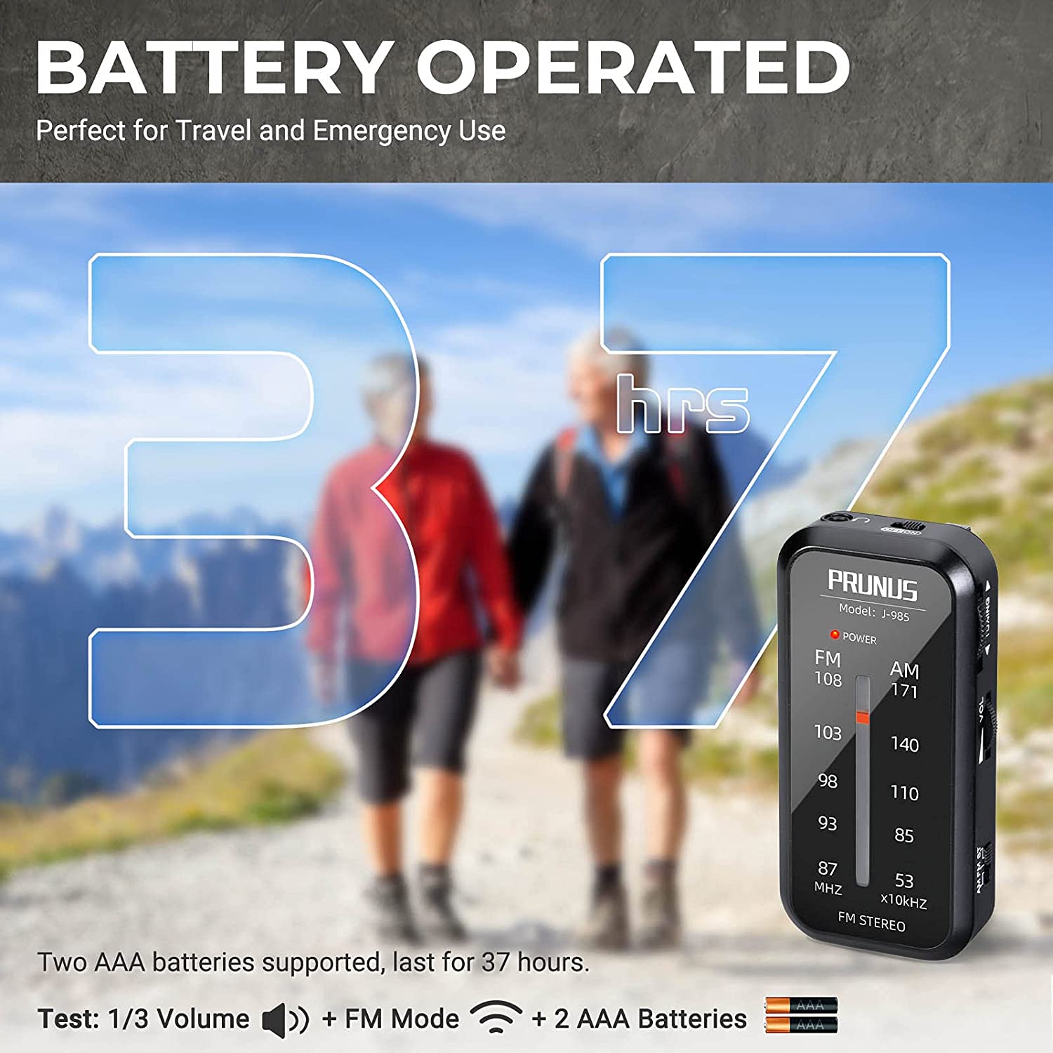 PRUNUS Pocket Radio Mini walkman AM FM Radio Hand Stereo Portable Radios Portable Music Playe AAA Batteries with Headphones